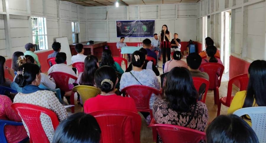 Chubamongla Kichu, NCS, EAC Kiphire addressing the training on permaculture held in Kiphire on October 1. (Morung Photo)